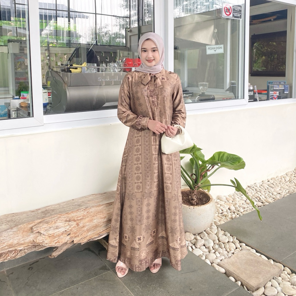 Efabric - Kaluna Dress silk motif | Dress Wanita Panjang | Dress Lebaran Silk Motif | Dress Kondanga