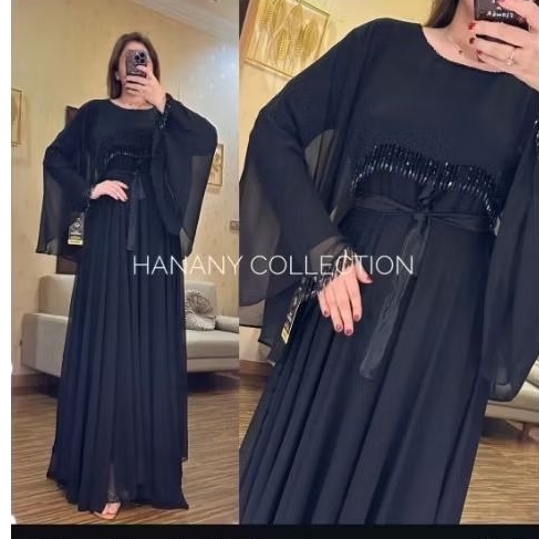 Abaya Pesta Sifon Arab mesir terbaru outfit lebaran 2026