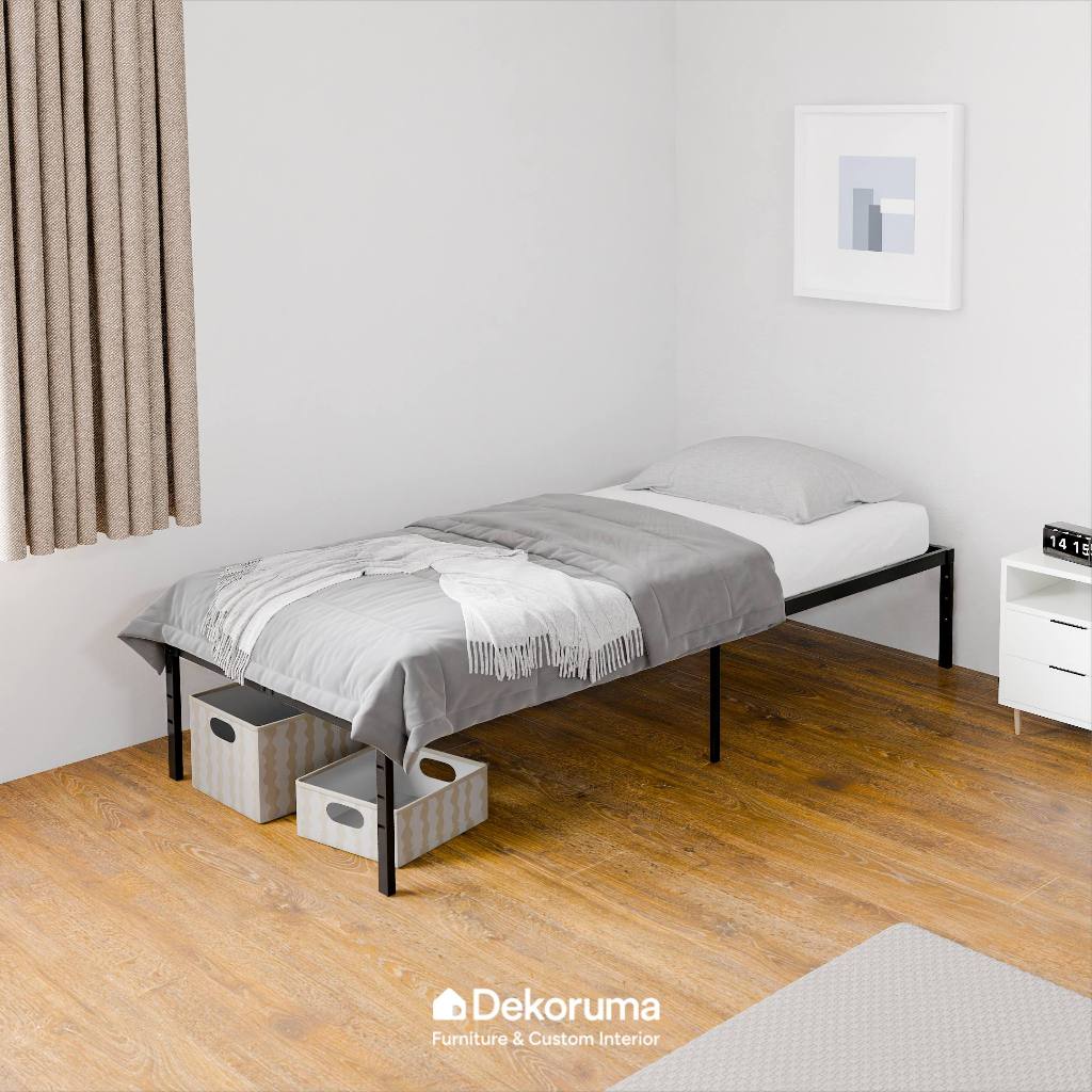 Dekoruma NORRIS Tempat Tidur Metal / Divan Metal / Ranjang Metal 90x200 cm - Hitam