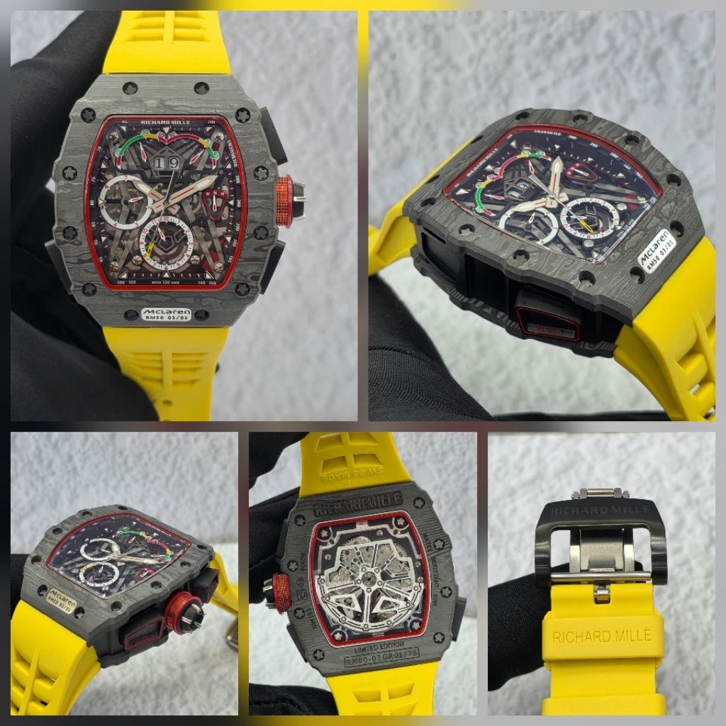 Jam mewah RM automatic 42mm McLaren 50-03 carbon swiss ETA