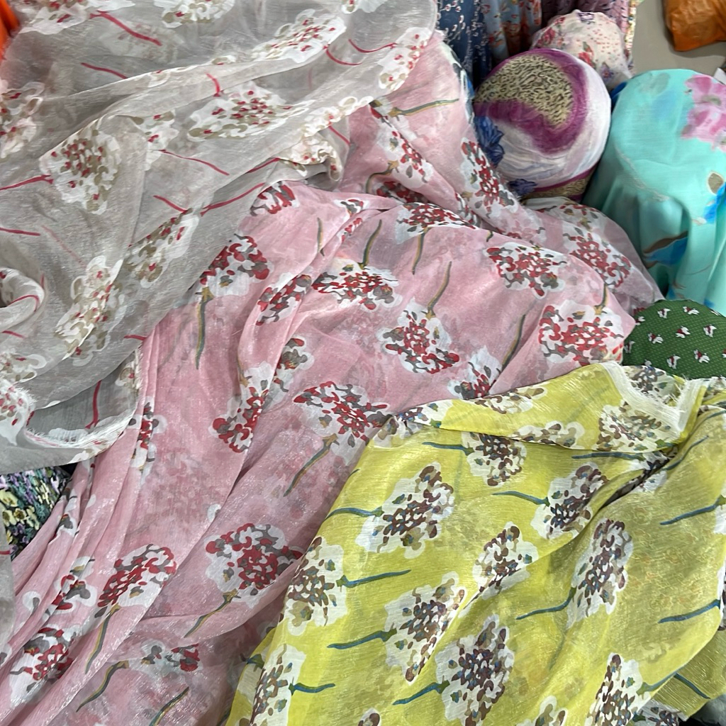 kain sifon salju motif bunga - kain sifon sutra motif bunga