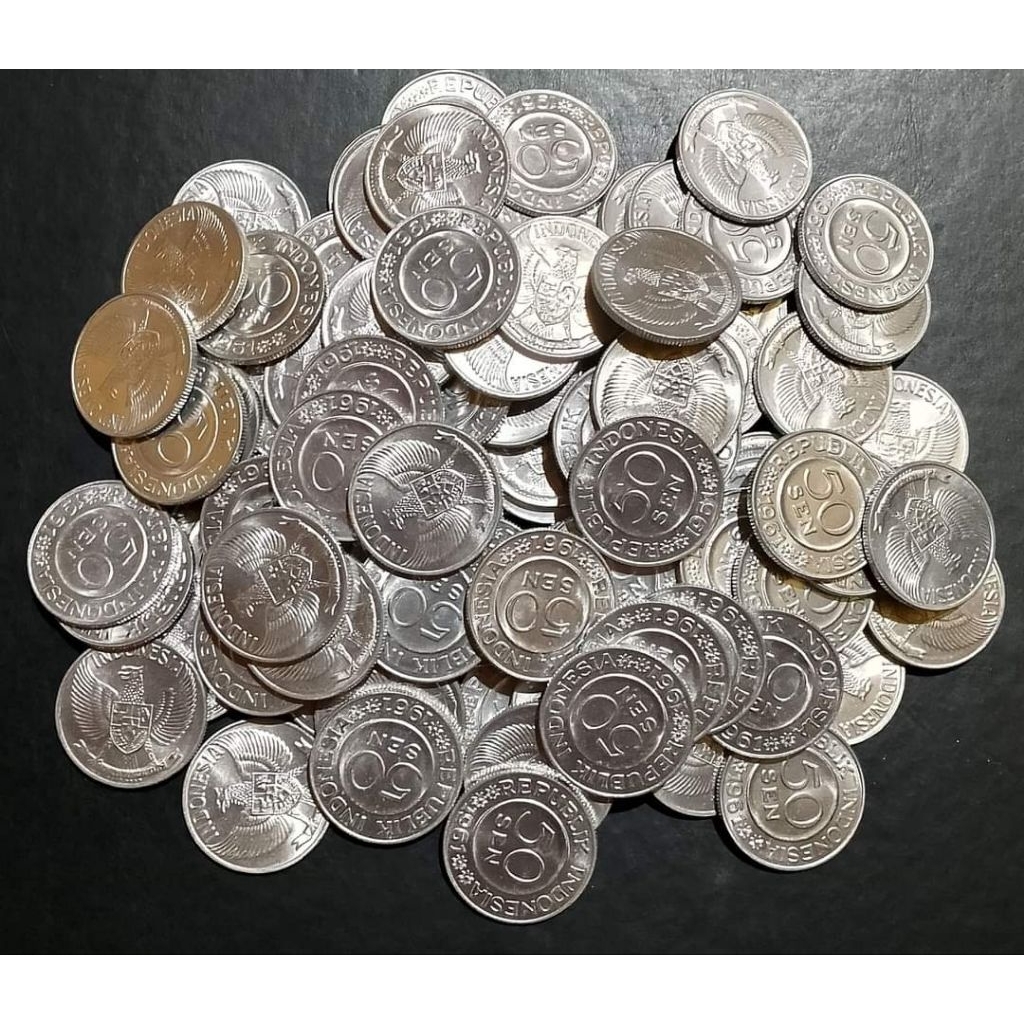 Kokeksi Uang Koin Kuno 50 Sen Tahun 1961 - Mulus Gress