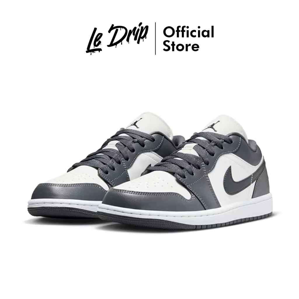 Sepatu Nike Air Jordan 1 Low Dark Grey White Off Noir Authentic Sneakers