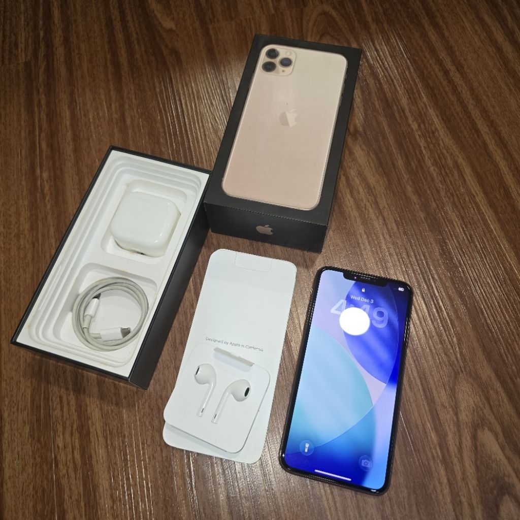 Iphone 11 Pro Max Sim 256GB Gold Second Lengkap