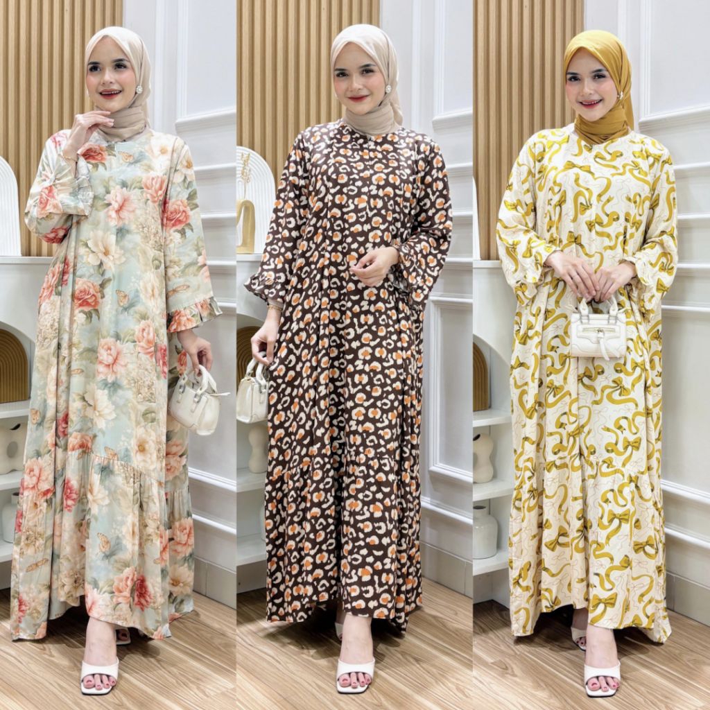 SABRINA DRESS CLARISSA DRESS ori Kanaya - Dress Cantik Daster Panjang Daster Gamis Rayon Premium Ray