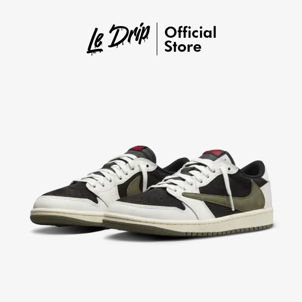Nike Air Jordan 1 Low x Travis Scott Olive Green White Black Authentic