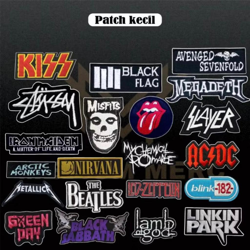 Patch Bordir Band Rock Metal – Patch Kecil Jaket & Tas – Motif KISS, Nirvana, AC/DC, MCR