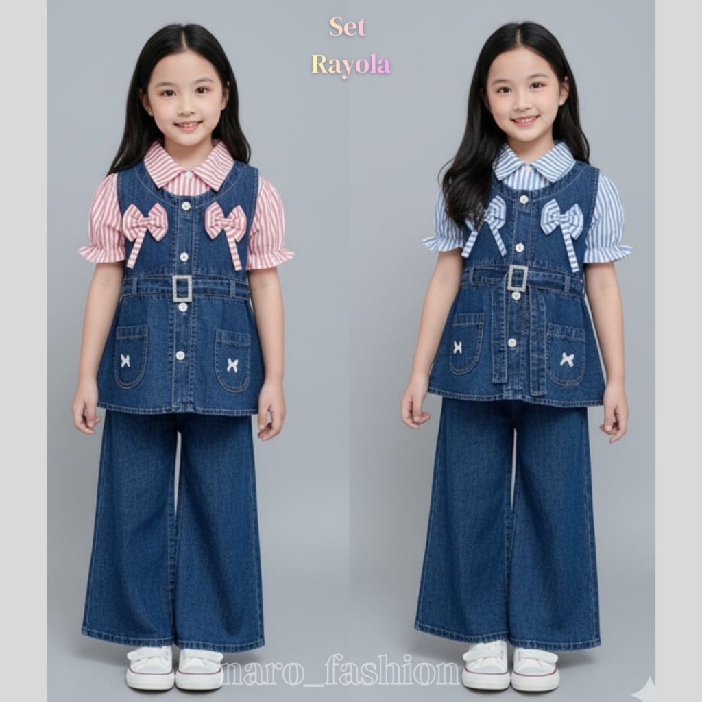 SETELAN SULTAN DENIM ANAK  ONE SET ANAK PEREMPUAN USIA 3 - 10 TAHUN / SET JEANS PREMIUM  VIRAL 2025-