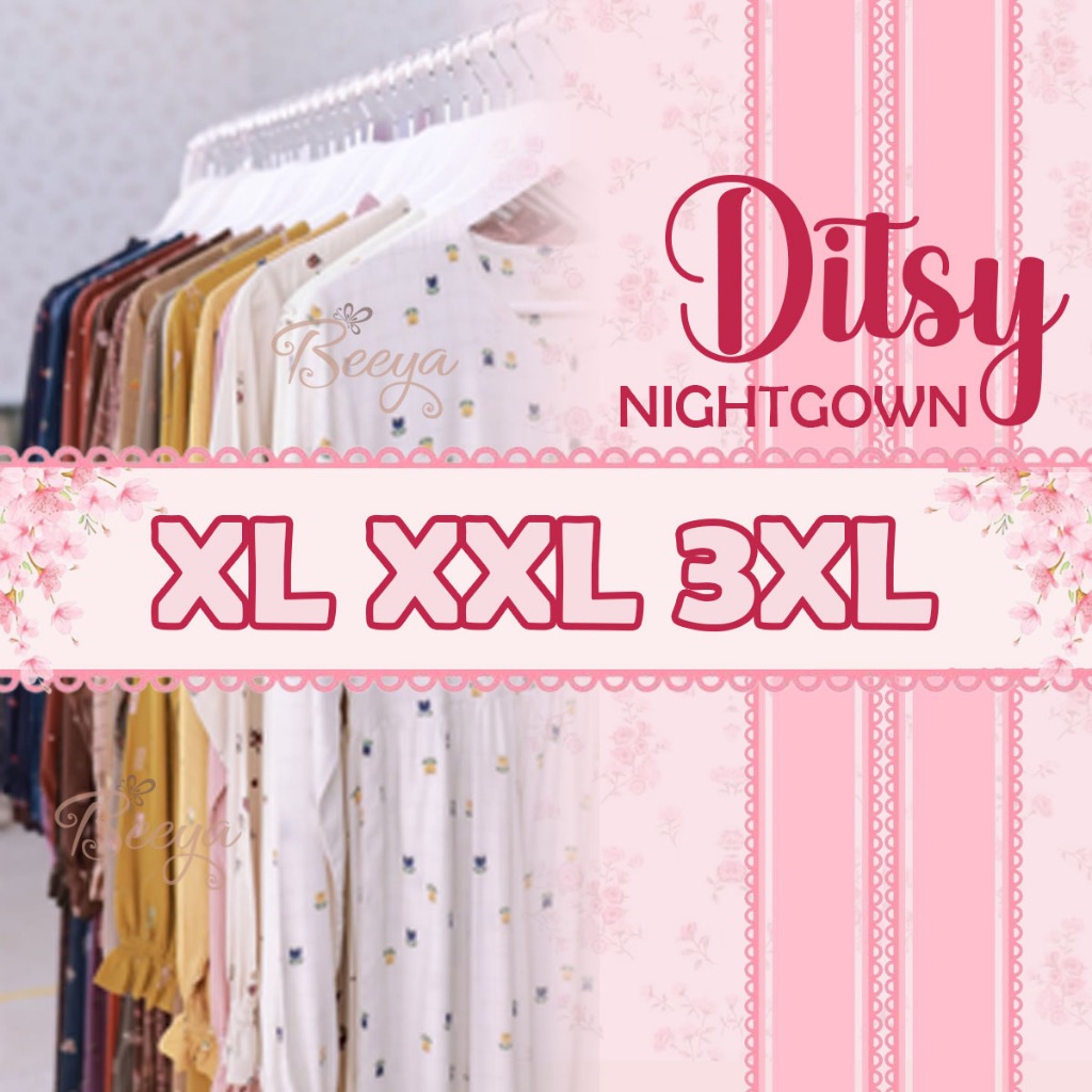4. Ditsy Nightgown Desember Size XL XXL 3XL Gamis Akhwat Muslimah Dress Terbaru
