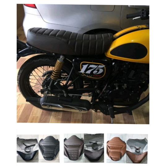Kulit Jok KAWASAKI W175 Model JAPs/ Bungkus Jok Motor W175 pres Garis Samping