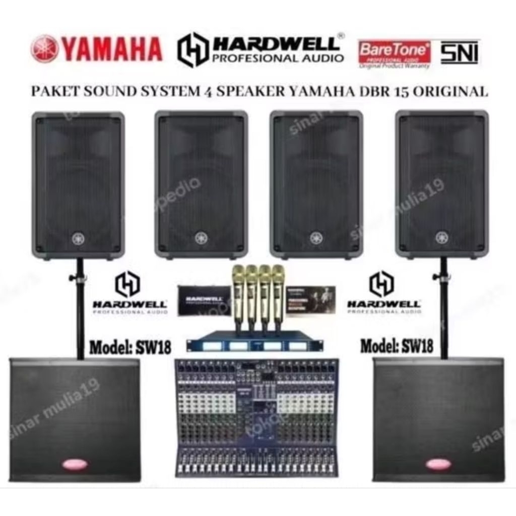 Paket 4 speaker aktif yamaha 15 inch sound system outdoor indoor subwoofer aktif 18 inch original