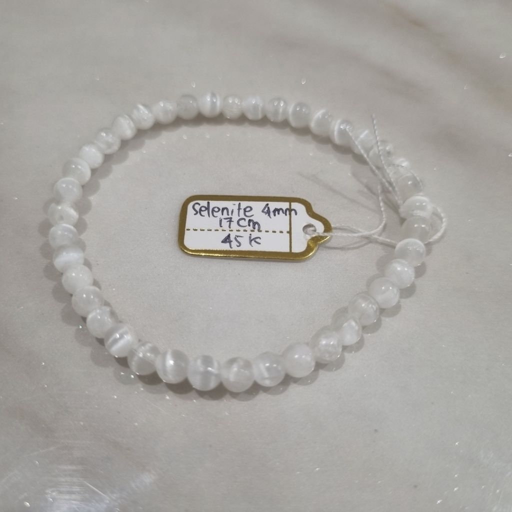 Gelang Batu Selenite 4 mm