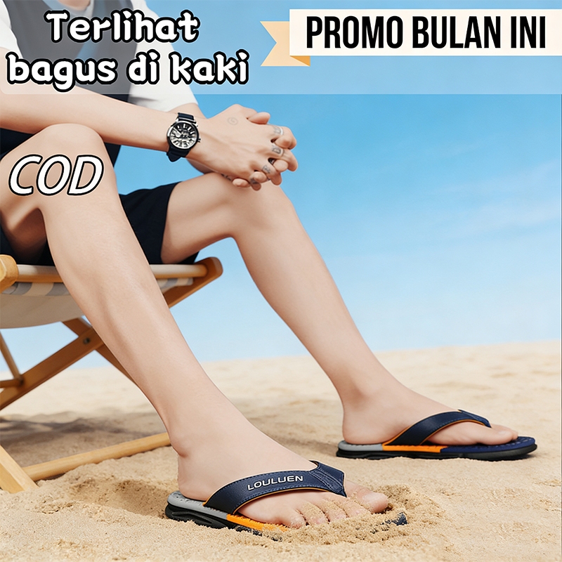 Sandal pantai karet, sandal jepit pria untuk luar ruangan, sepatu pria, sandal kasual modis