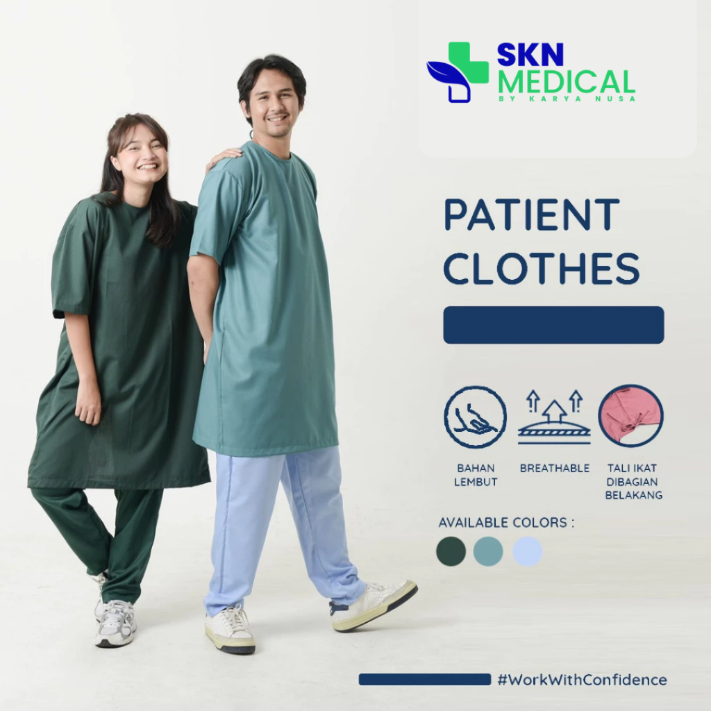 [SKN Medical] Baju Pasien Rawat Inap Rumah Sakit Premium Baju Operasi Pasien Lengan Pendek Jubah Pas
