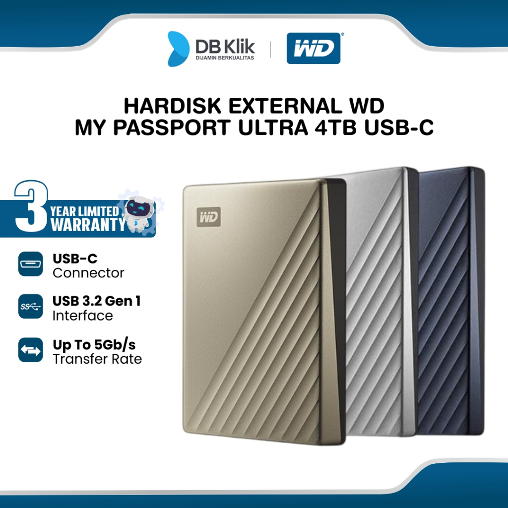 WD My Passport Ultra Hardisk External 4TB USB-C
