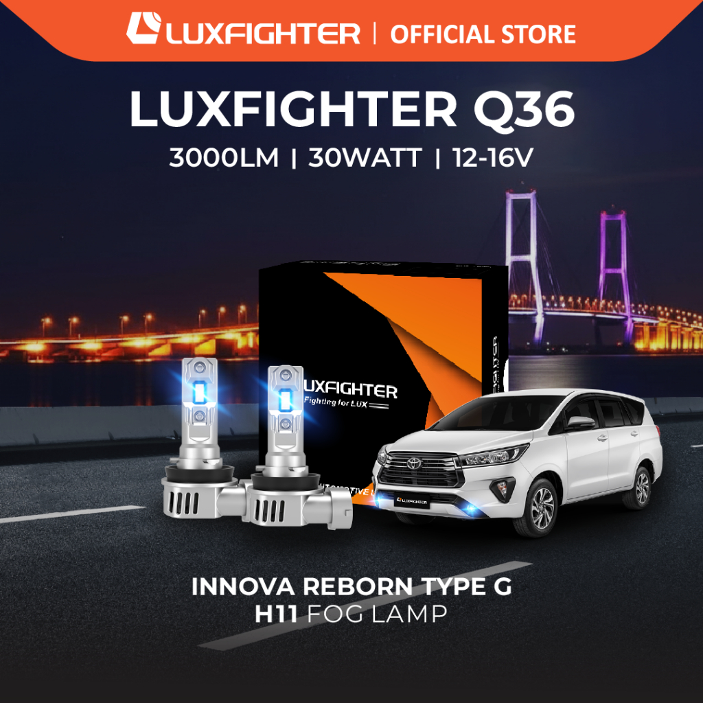 LUXFIGHTER Q36 H11 FOGLAMP LAMPU KABUT LED MOBIL INNOVA REBORN TYPE G