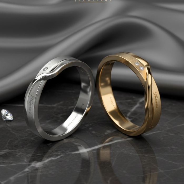 Kotagede Jewellery - Cincin Couple Nikah Silver 950 & Emas Putih 3K - Cincin Custom Premium