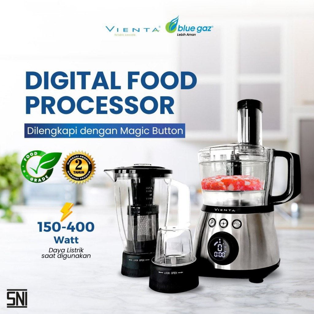 VIENTA Food Processor Digital Dengan Magic Button Alat Giling Makanan Multifungsi 11 In 1