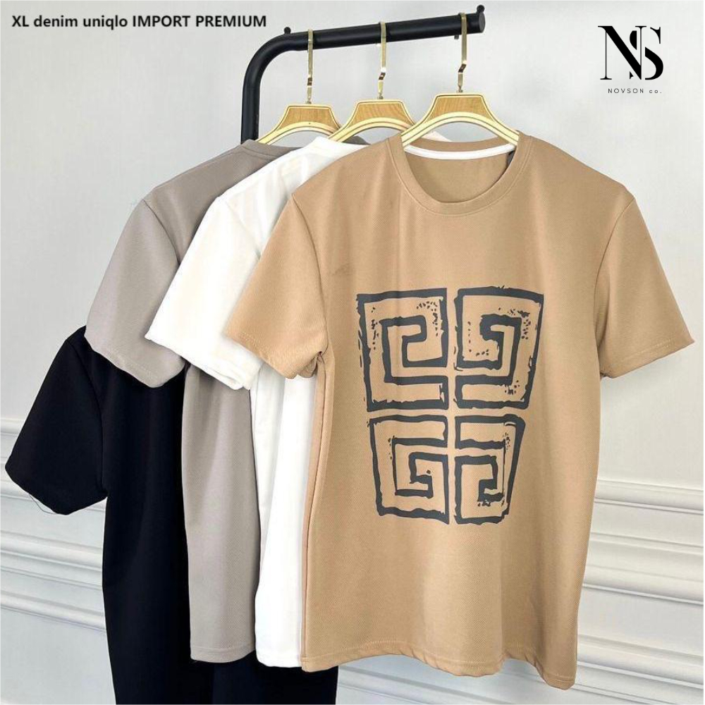 Kaos Pria GlVENCHY  denim uniqlo Premium Import  Logo Trendy T-Shirt Keren Simple Bahan Adem Buat Sa