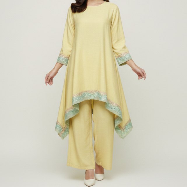 GENKA - Baju Kurung Malay Atasan & Celana Panjang Sky Linen Brokat MOZA