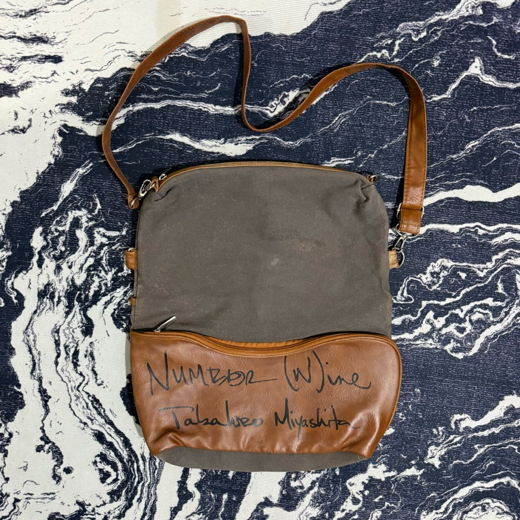Numbernine takahiro miyashita genuine leather canvas sling bag