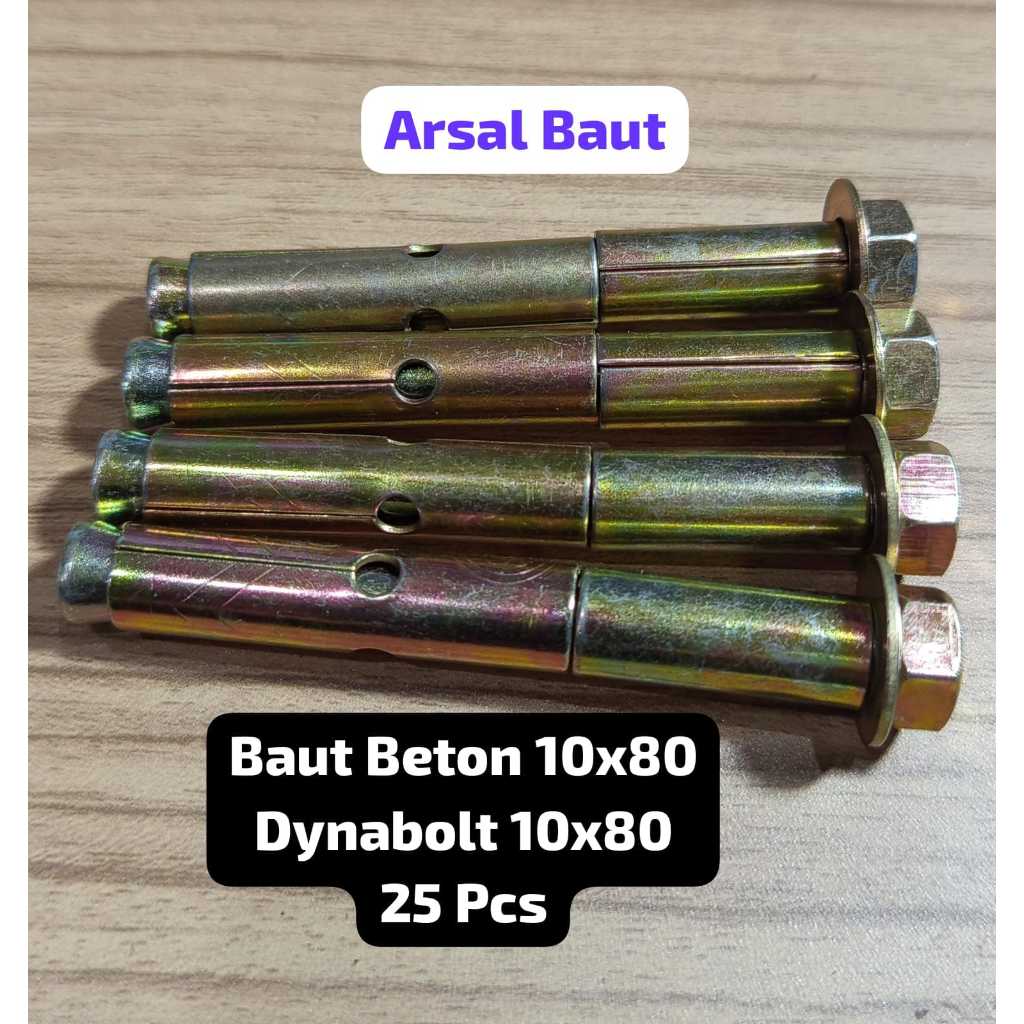 Baut Beton 10x80 , Dynabolt 10x80 ( Harga 25 Pcs )