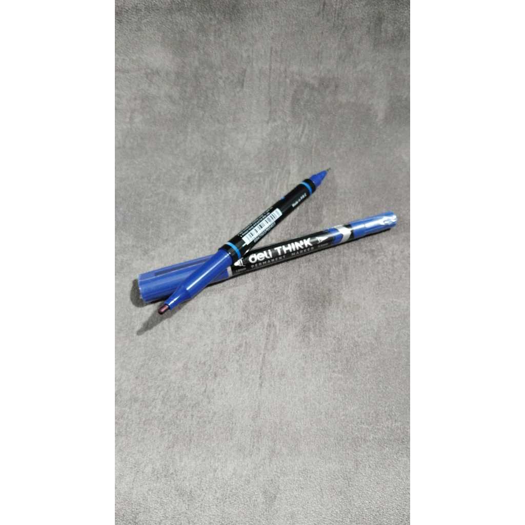 spidol permanent double marker deli | spidol 2 in 1 warna