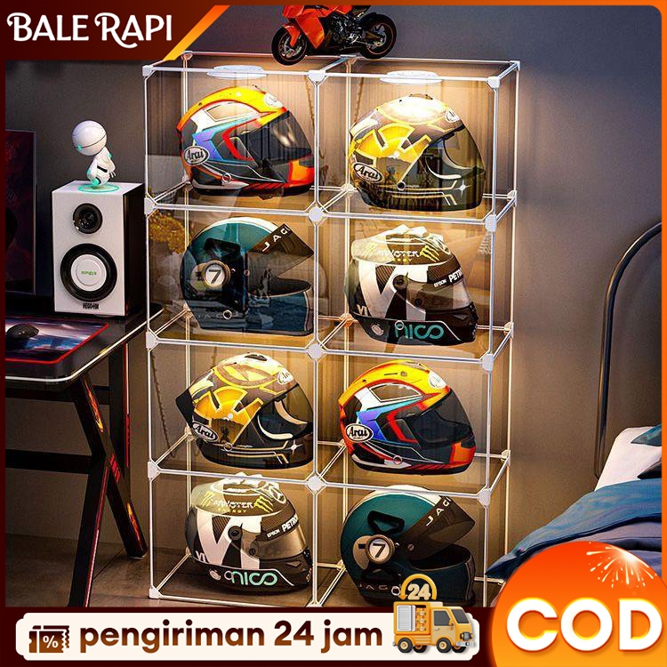 SALVO-RAK HELM /LEMARI HELM PAJANGAN rak/Tempat Helm Rak/Lemari Display Transparan