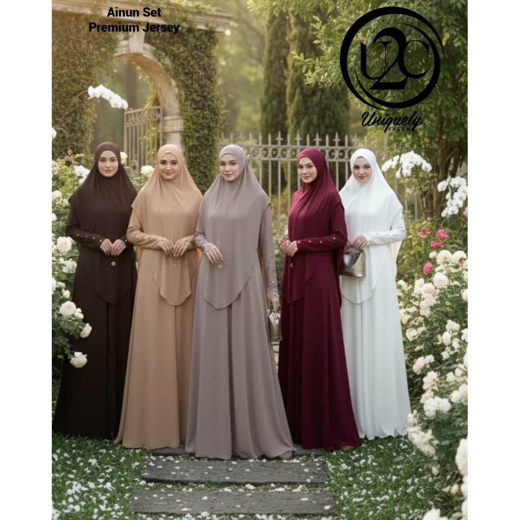 AINUN SET SYARI BY U2C GAMIS FULL JERSEY SET HIJAB