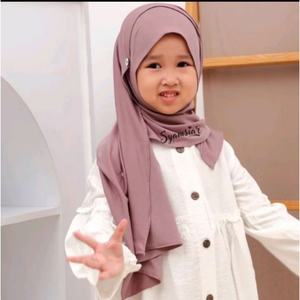 krudung/hijab pasmina instan kancing Anak Perempuan