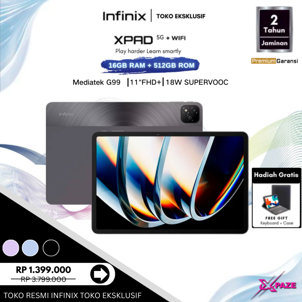 Infinix XPad Tablet 12GB RAM 512GB ROM – Garansi Resmi, Performa Cepat, Layar Besar