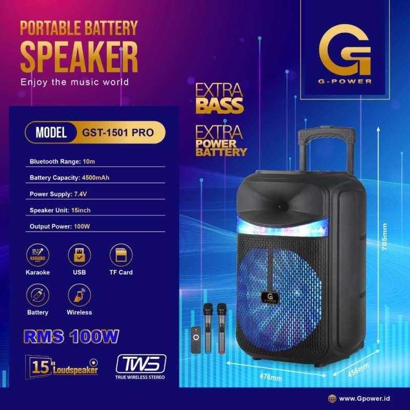 G-power speaker 1501 Pro 15inch - Speaker karaoke portable mic wireless