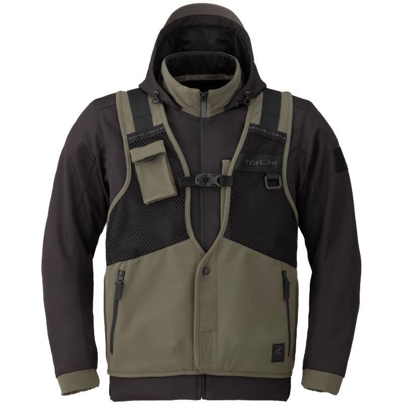 RS Taichi Jaket Motor RSJ347 Overlap Mesh Parka - Black/Khaki