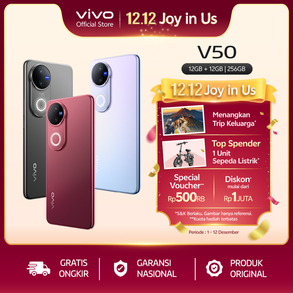[NEW LAUNCH] vivo V50 5G (12/256) Rounded-edge Design, ZEISS Group Potrait, 6000mAh Battery+90W Flas