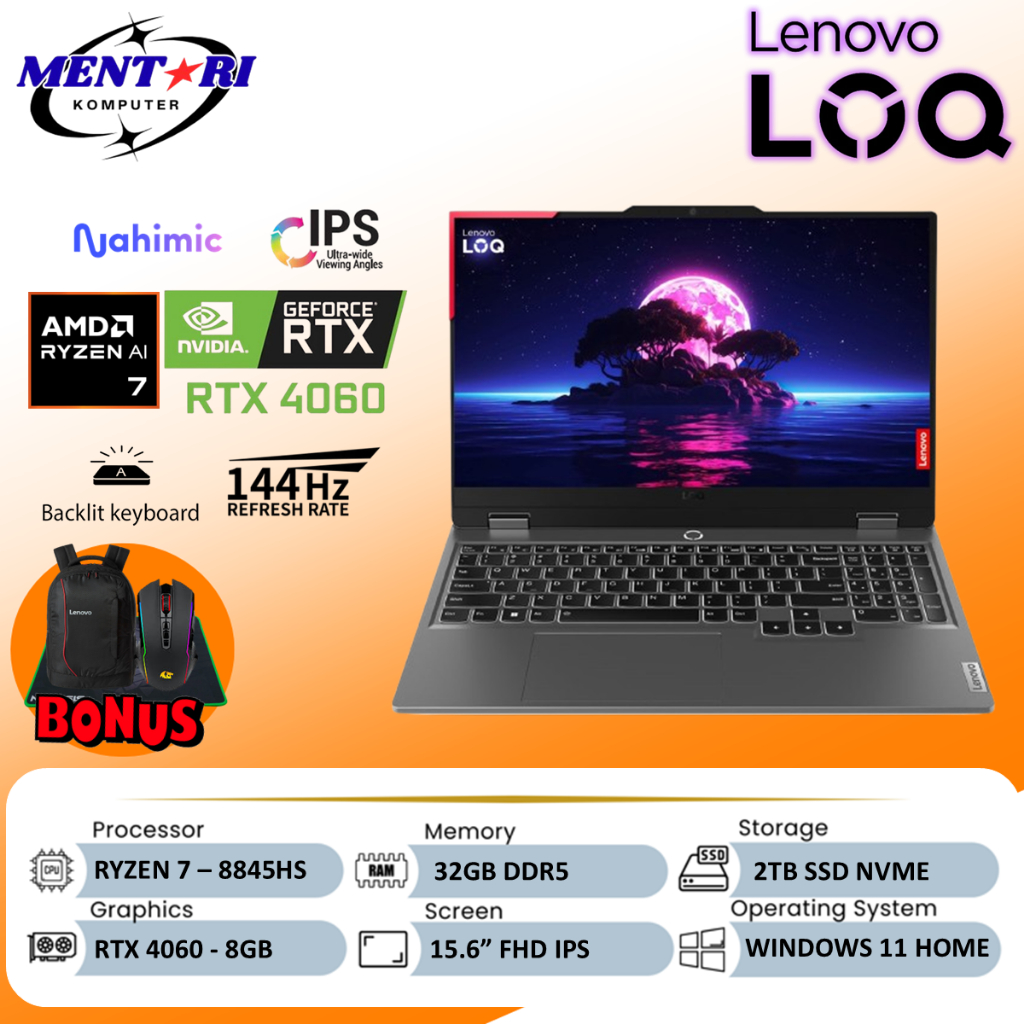LENOVO LOQ 15 Ryzen 7 8845HS RTX4060 32GB 2TB SSD 144Hz Gaming Laptop