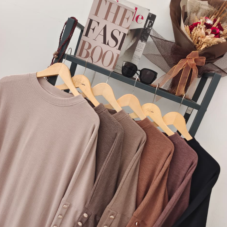 rib knit maxi dress | dress knit premium | dress batwing | dress rib knit panjang