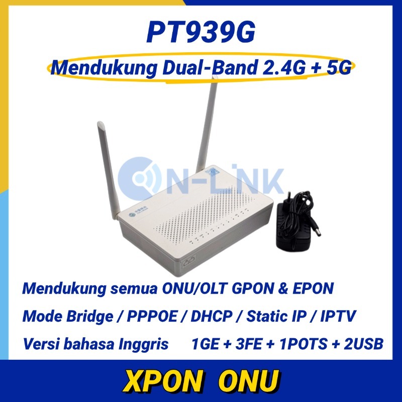 Bekas Modem PT939G Xpon Dual-Band 4GE XPON EPON GPON ONU OLT Wireless WIFI English Version Router