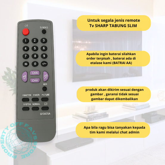 Remote Remot Tv Sharp G-1342 / Remot TV SHARP Tabung Slim / Remot Sharp