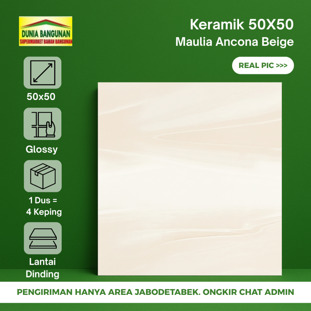 Keramik Lantai 50x50 Lantai Mulia Ancona Keramik Glossy Marble Beige