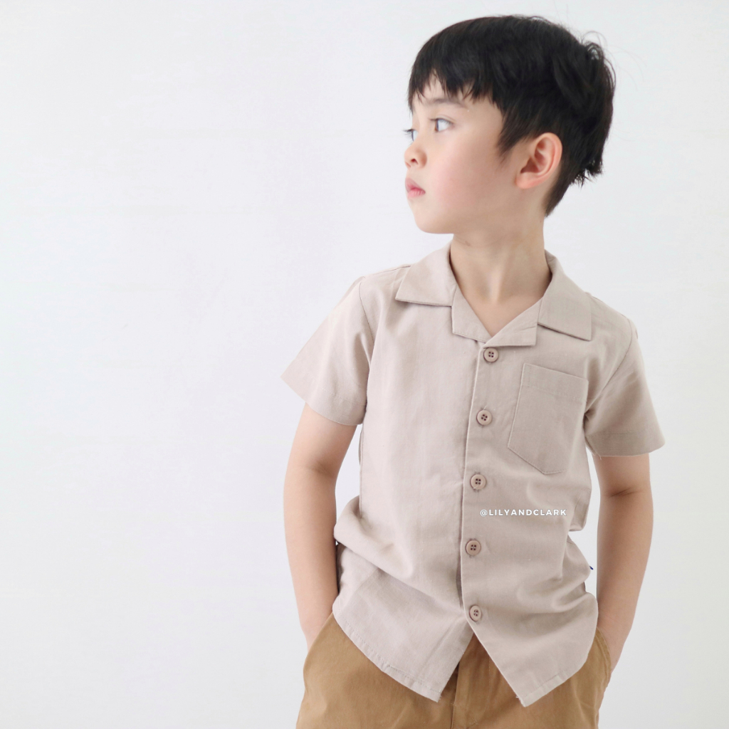 LILY AND CLARK Kemeja Basic Anak Trendy warna Sand KP18-SAND