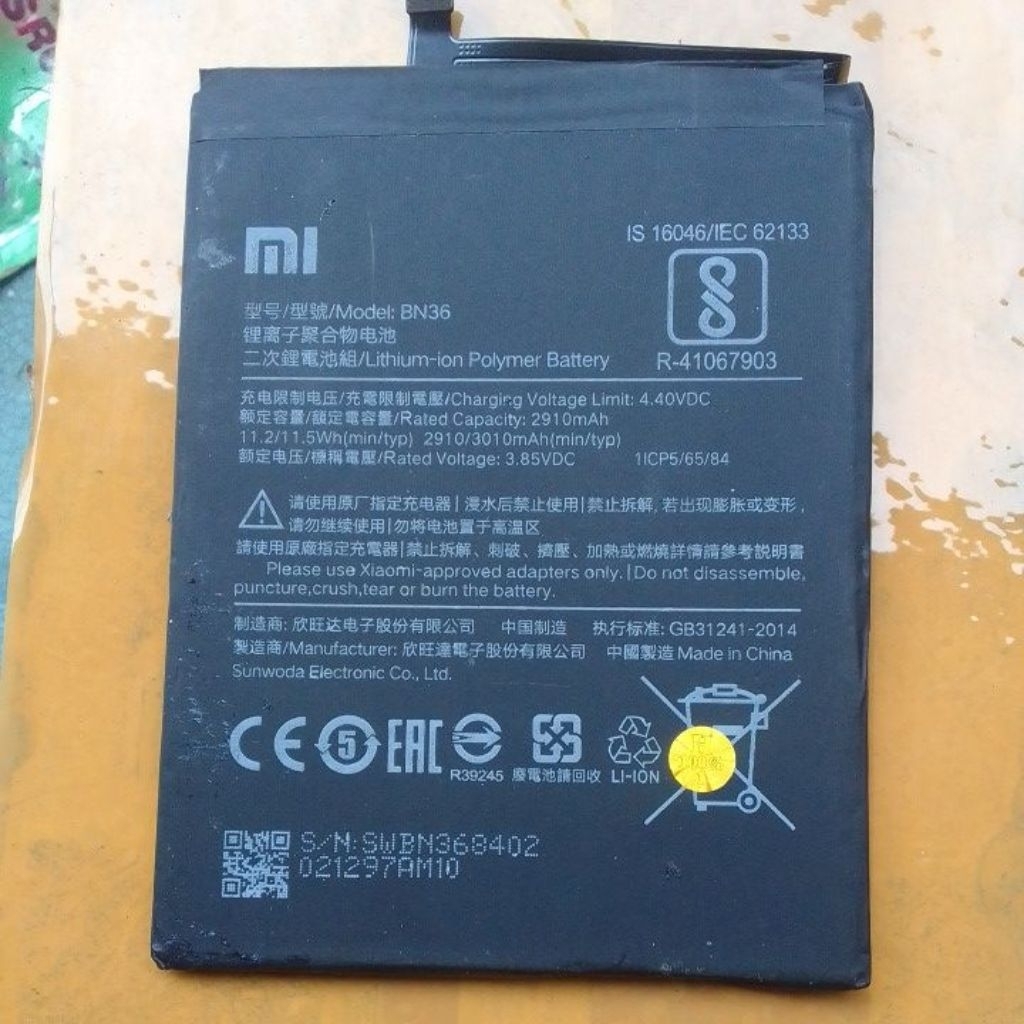 batre bn36 hp siomi mi 6x/mi a2 seken