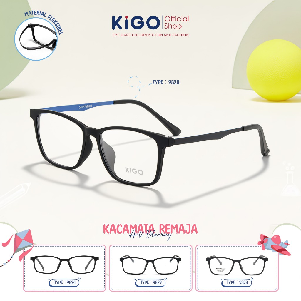 KIGO Kacamata Anak/Remaja Anti Radiasi Blueray Bluecromic Minus Titanium+Silikon Fashion Terbaru 982