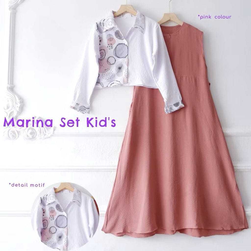 MARINA SET INNER KIDS 7-15TAHUN CRINKLE PRINTING // GAMIS CARDIGAN ANAK // GAMIS ANAK REMAJA // GAMI