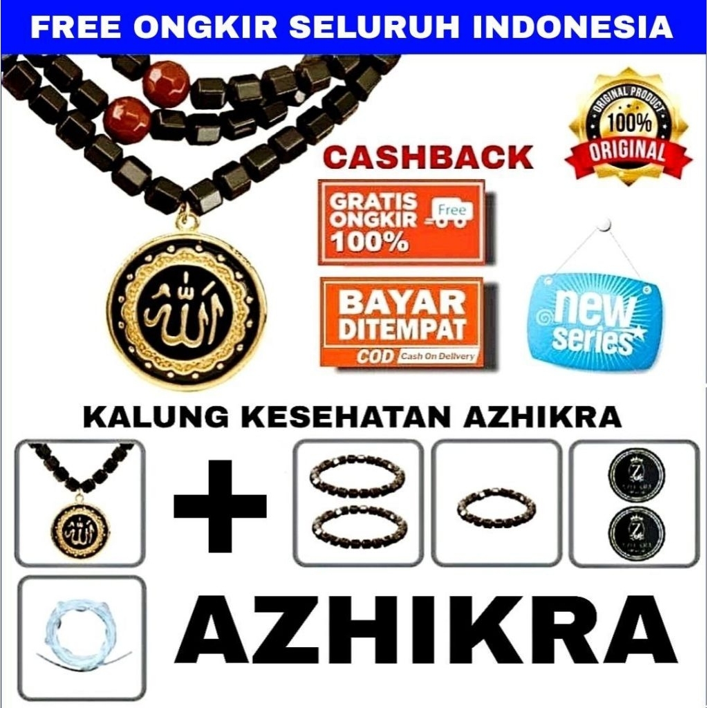 AZHIKRA Kalung Kesehatan Terapi Dan Tasbih - Melancarkan Aliran Darah