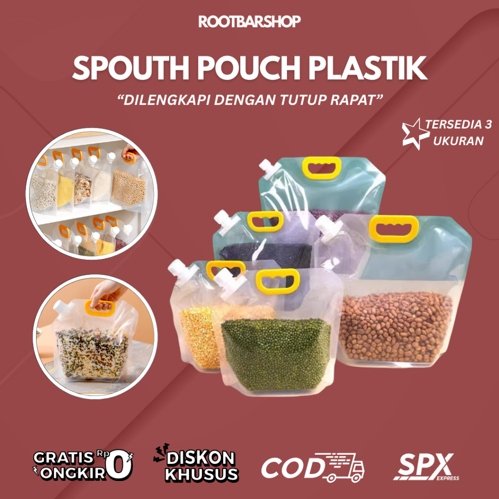 SPOUT POUCH Kemasan Plastik dengan Tutup Minuman Cairan Standing Serbaguna Bening Transparan