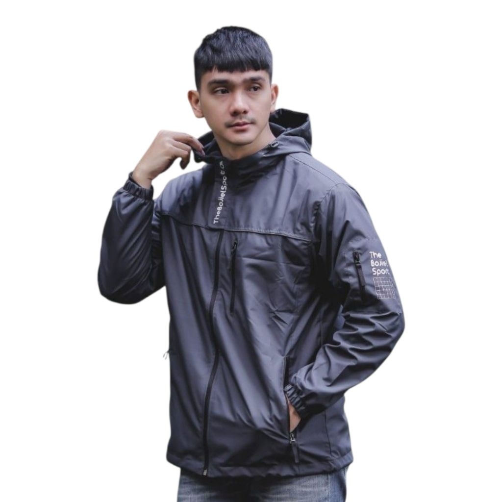 Jaket Windbreakers Waterproof Sport Gray