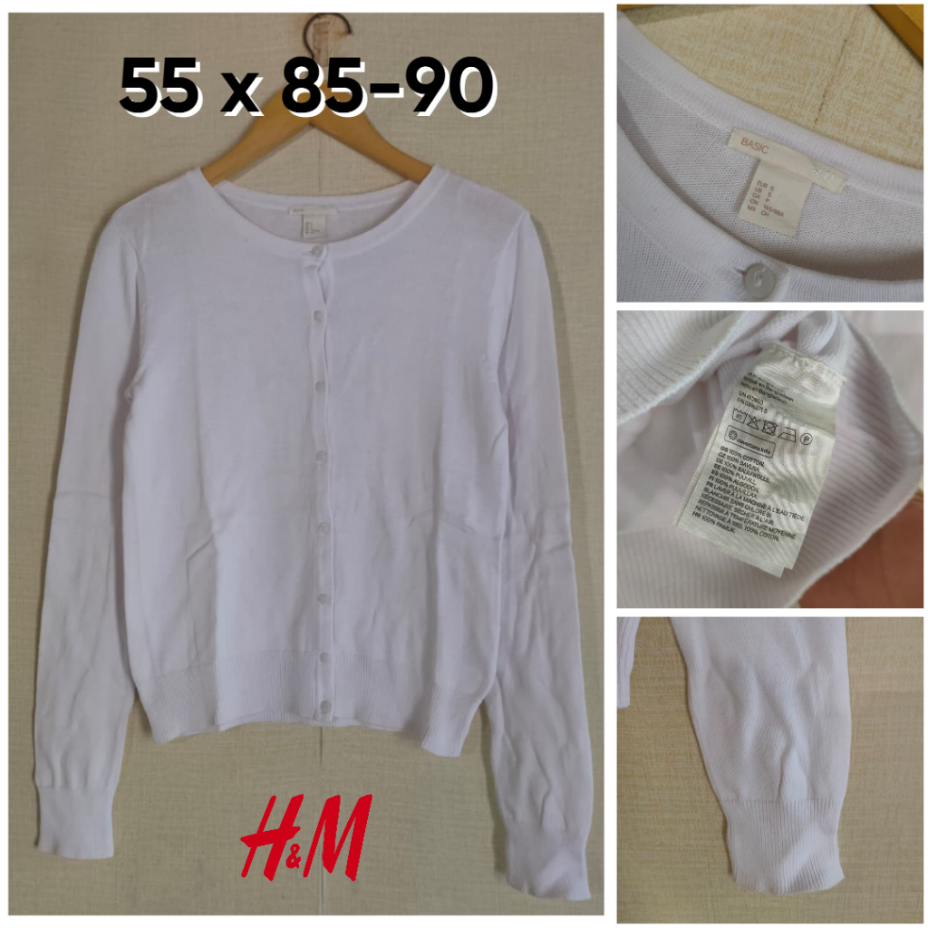 Cardigan H&M Putih O Neck Size S Wanita Atasan Rajut KL033