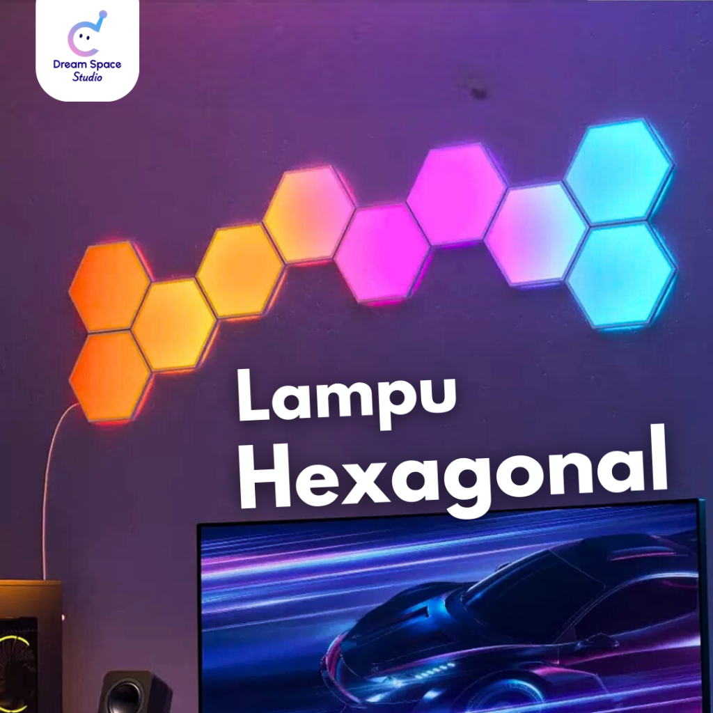 Dreamspace Studio Lampu Hexagonal RGB aesthetic, hiasan lampu kamar/lampu gaming
