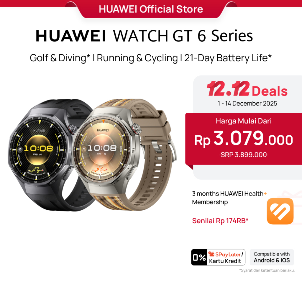 [HOT SELLING] WATCH GT 6 Series Smartwatch l Golf & Diving* l Running & Cycling l 21-Day Battery Lif