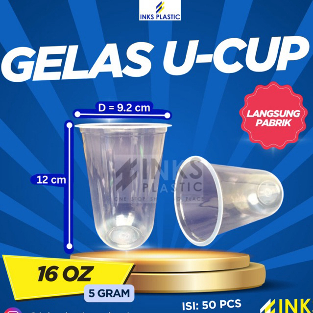 GELAS PLASTIK 16 OZ U CUP OVAL CUP PLASTIK 16OZ